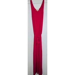 Michael Kors Womens Sleeveless Pink Maxi Belted Dress Elastic Waist Size Small
